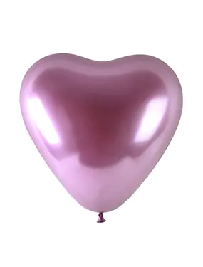 12" Krom Pembe Kalp Balon